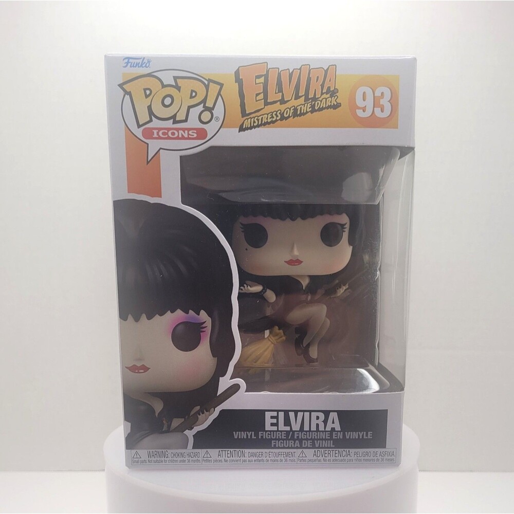 Funko Pop Icons Elvira on Broom Vinyl Figure #93
